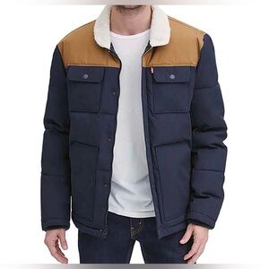 Levi's  Woodsman Men's Navy and Brown Puffer Jacket